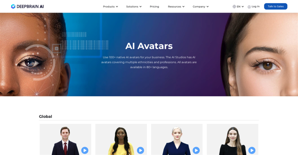 AI avatars from DeepBrain AI offering customizable virtual humans for professional video creation
