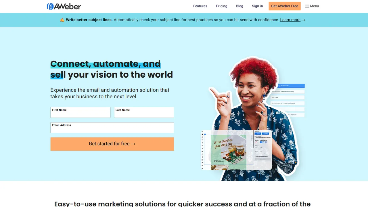 AWeber Signup Form for AI Email Automation Solutions