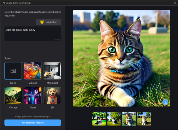 AI generated photo of a cat using AI image editor