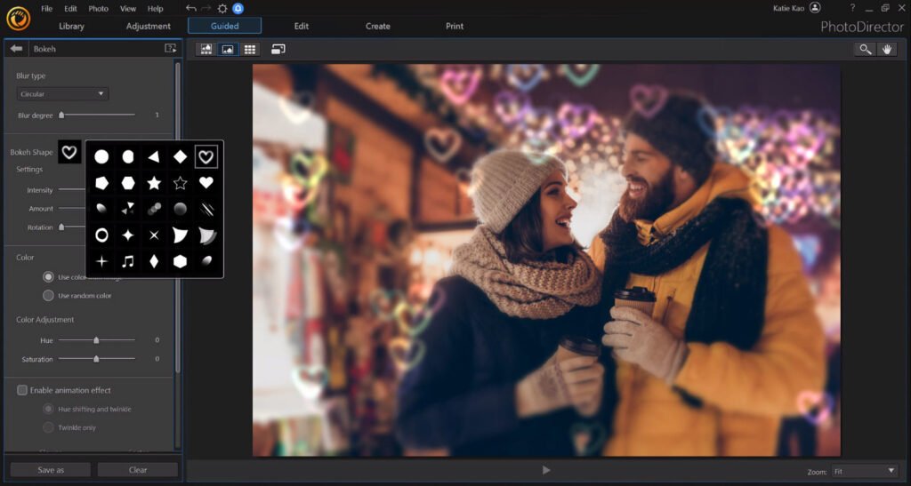 Couple photo edited with AI photo editing software bokeh effects