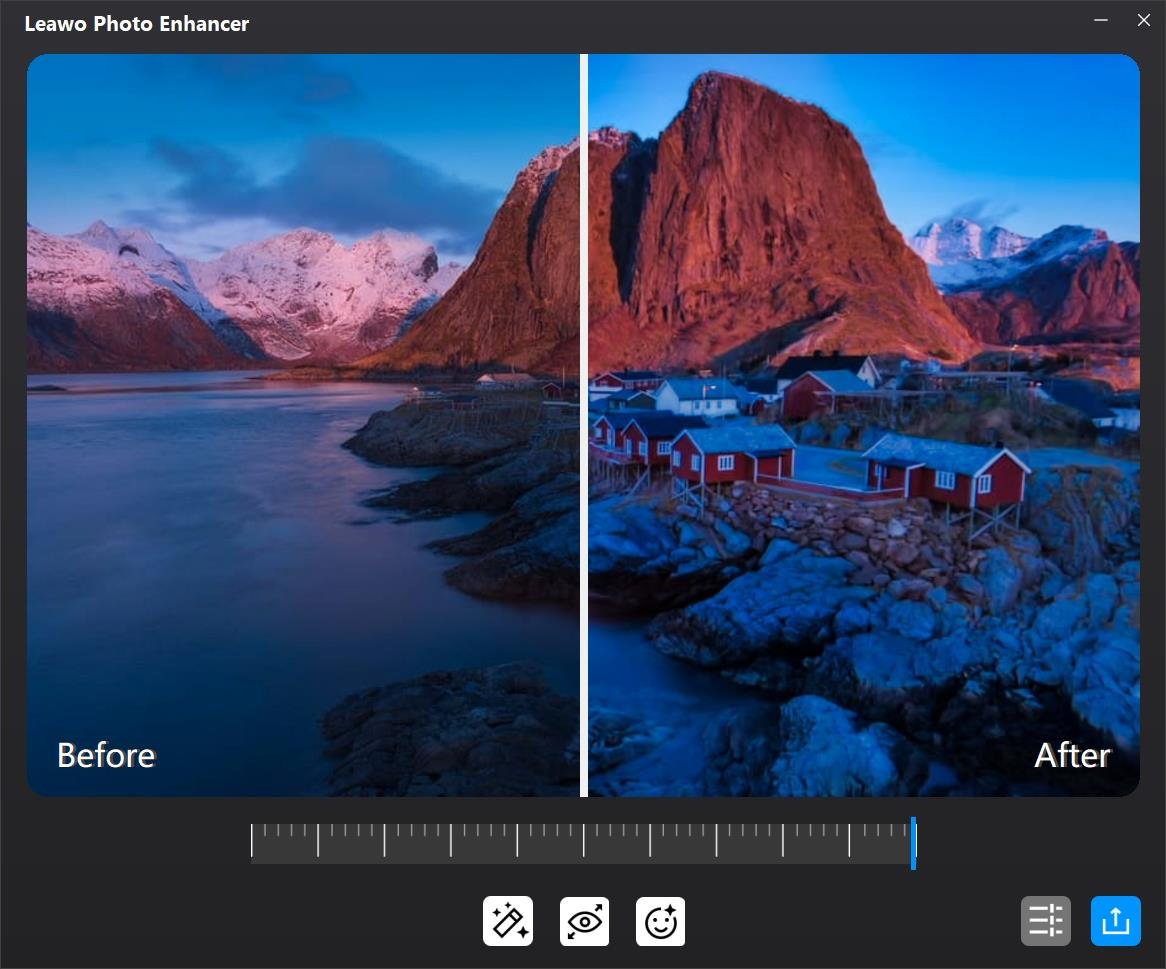 Before and after photo enhancement with AI photo editing software