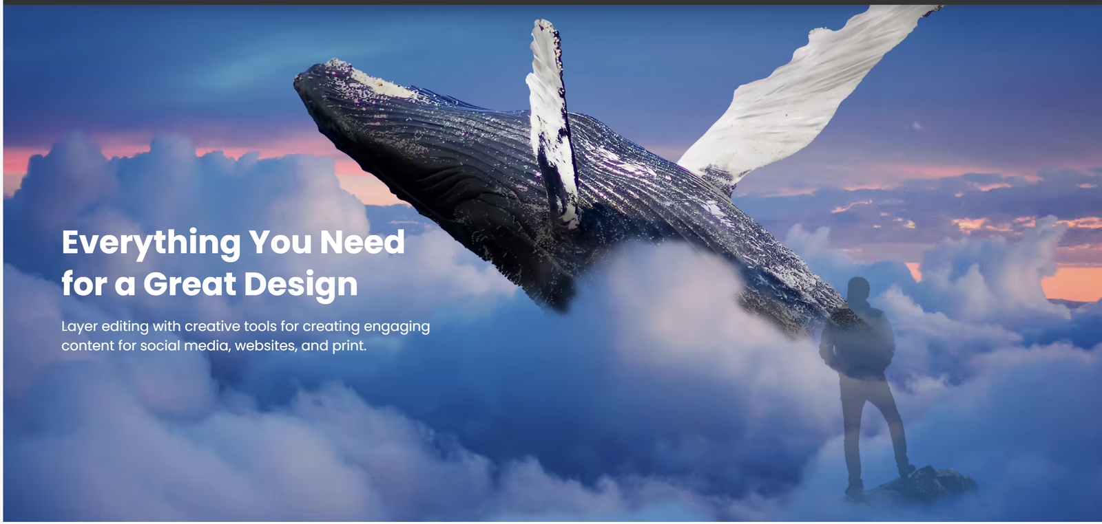 Whale in the sky showcasing creative photo editing possibilities