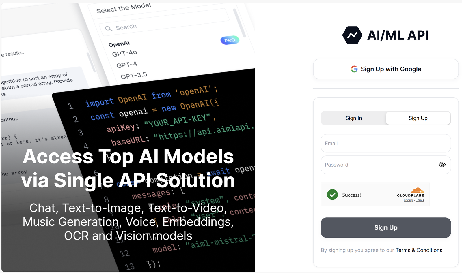 Top AI Models Access via a Single API Solution