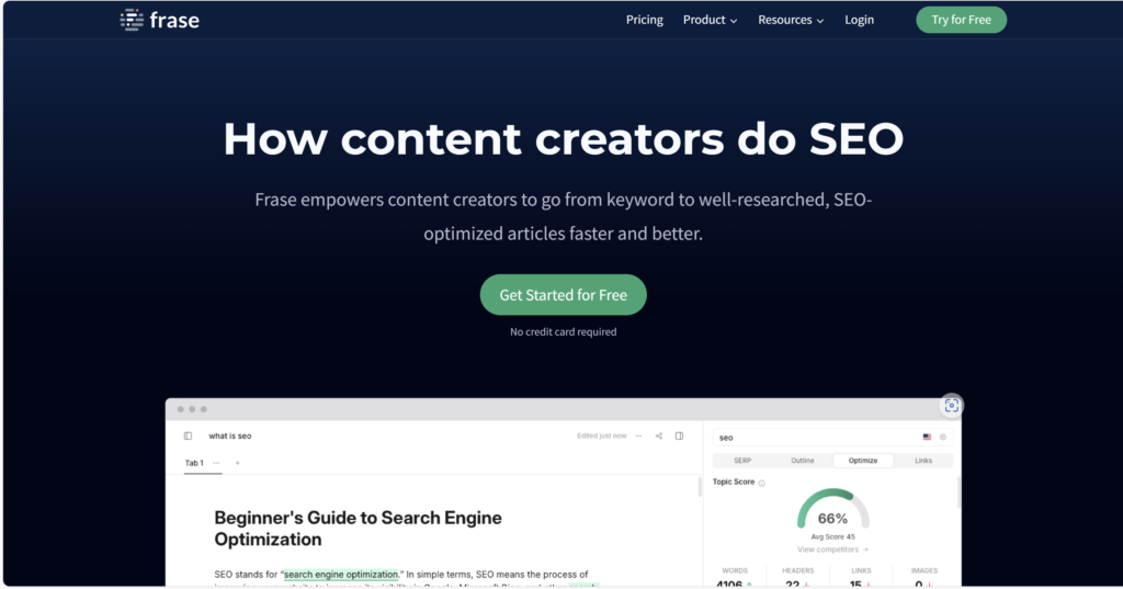 Frase helps content creators optimize SEO with AI powered tools for better results