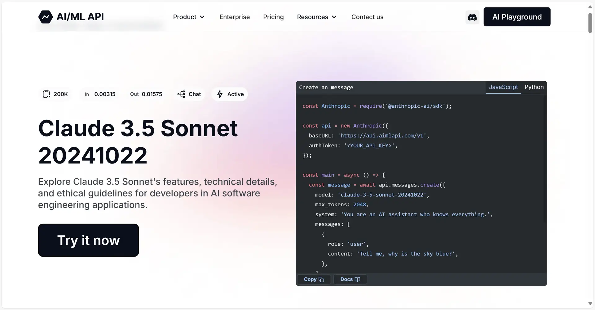 Overview of Claude 35 API features and technical details