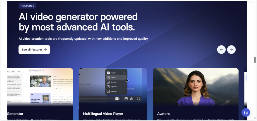 AI video generator with advanced AI powered tools
