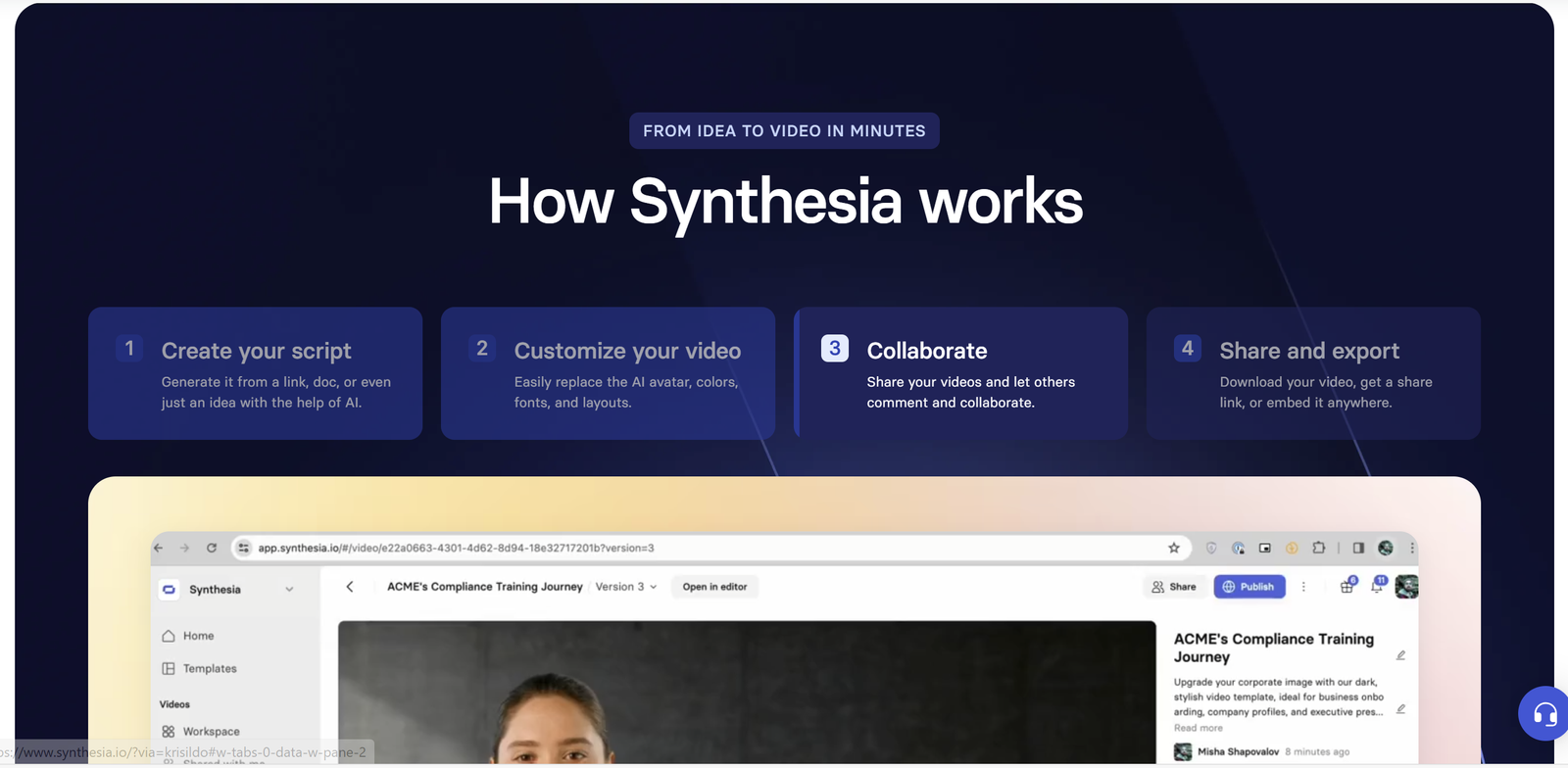 Step by step process of how Synthesia works